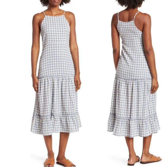 Nanette Lepore Dresses & Skirts - NANETTE LEPORE Gingham Blue Yellow Midi Maxi Dress 8